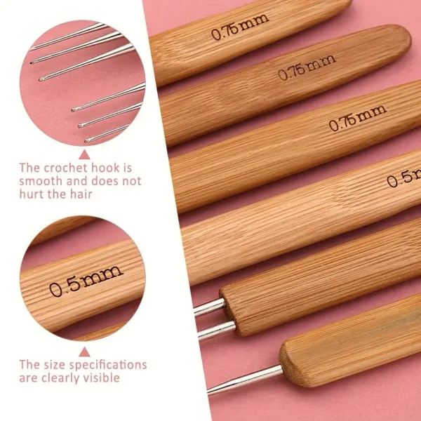 48pcs Dreadlock Crochet Hook Set with Bent Latch Needles in Assorted Sizes, Hair Braiding Tools with Carrying Case - Mixed Colors - Image 6