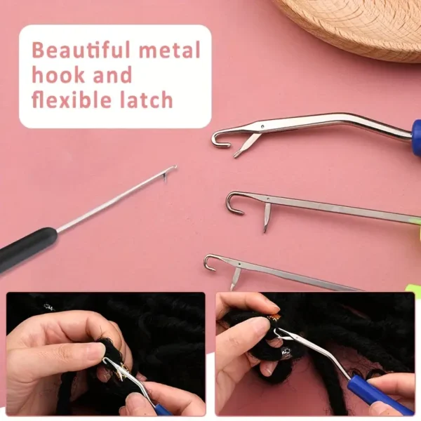 48pcs Dreadlock Crochet Hook Set with Bent Latch Needles in Assorted Sizes, Hair Braiding Tools with Carrying Case - Mixed Colors - Image 4